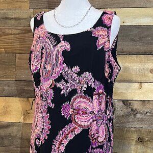 Studio 1 Dress Black Sleeveless Pink & White Design Size 12